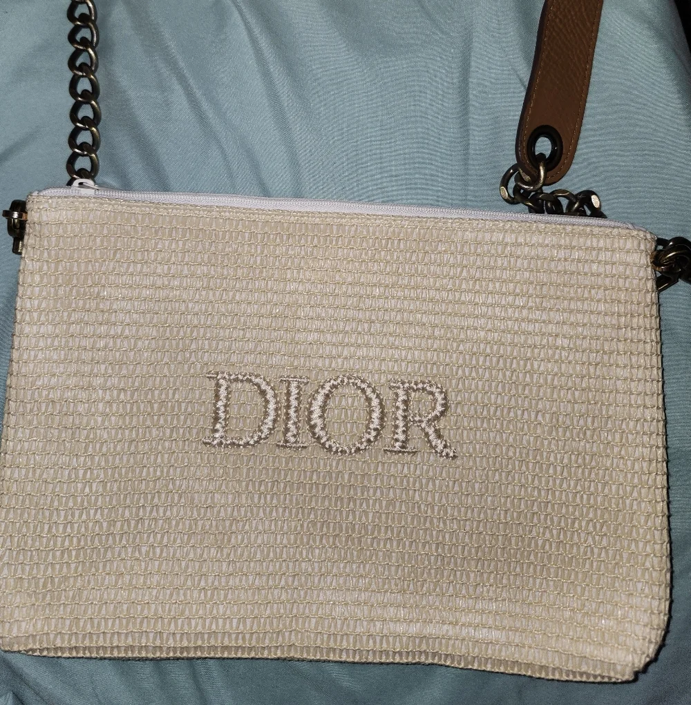 DIOR RAFFIA COSMETIC BAG/CLUTCH - Picture 1 of 8